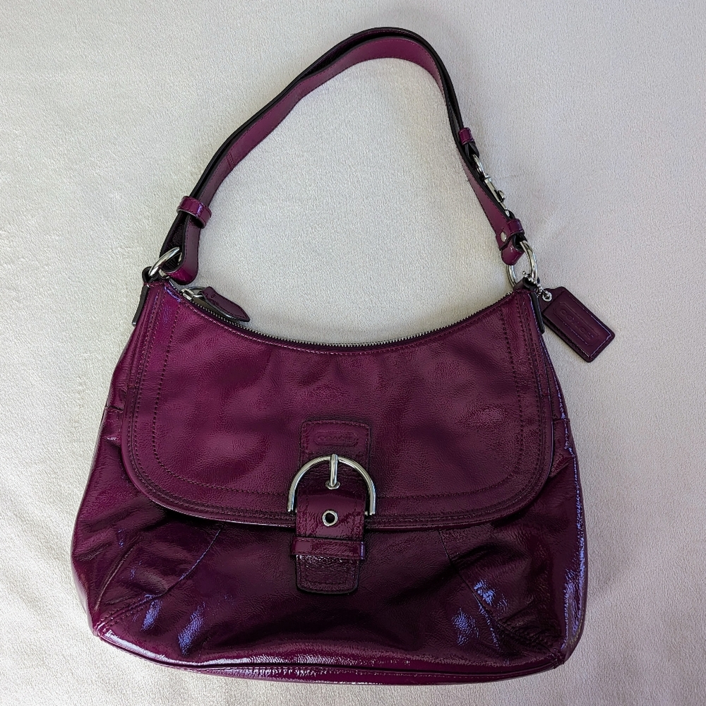 Coach Patent Leather Handbag - Plum